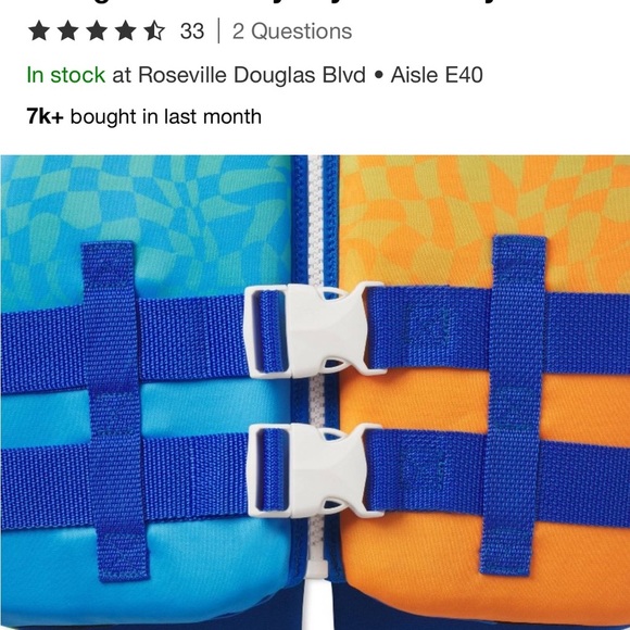 Speedo Youth Life Jacket Vest Weight (Youth 50-90lbs) - Checkered - Picture 4 of 4